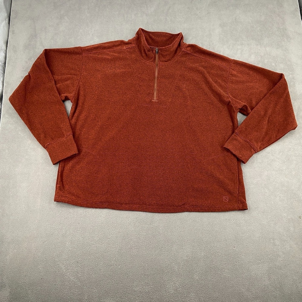 Noble Outfitters Tug Free Sweater Mens 2XL Orange‎ Mock Neck Quarter Zip Winter